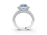 White gold Fancy Blue Princess  Halo Pave Diamond Engagement Ring with Milgrain Detailing_51