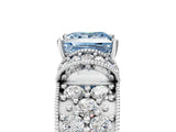 White gold Fancy Blue Princess  Halo Pave Diamond Engagement Ring with Milgrain Detailing_53