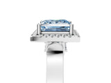 White gold Fancy Blue Princess  Halo Pave Split Shank Prong Setting Ring_86