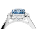 White gold Fancy Blue Princess  Halo Round Diamond Pave Band with Four-Prong Setting_54
