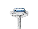 White gold Fancy Blue Princess  Halo Round Diamond Pave Band with Four-Prong Setting_55