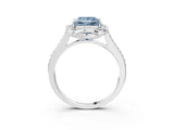 White gold Fancy Blue Princess  Halo Round Diamond Pave Band with Four-Prong Setting_59