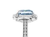 White gold Fancy Blue Princess  Halo Round Diamond Pave Band with Four-Prong Setting_66