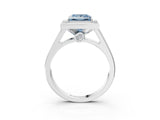White gold Fancy Blue Princess  Halo Solitaire Diamond Ring with Pave Band and Bezel Setting_52
