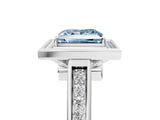 White gold Fancy Blue Princess  Halo Solitaire Diamond Ring with Pave Band and Bezel Setting_54
