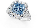 White gold Fancy Blue Princess  Halo Split Shank Diamond Engagement Ring with Pave Band and Four-Prong Setting_55