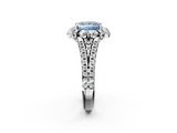 White gold Fancy Blue Princess  Halo Split Shank Diamond Engagement Ring with Pave Band and Four-Prong Setting_56