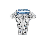 White gold Fancy Blue Princess  Halo Split Shank Diamond Engagement Ring with Pave Band and Four-Prong Setting_59