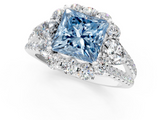 White gold Fancy Blue Princess  Halo Split Shank Diamond Engagement Ring with Prong Setting_21