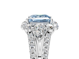 White gold Fancy Blue Princess  Halo Split Shank Diamond Engagement Ring with Prong Setting_25