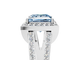 White gold Fancy Blue Princess  Halo Split Shank Diamond Ring with Four-Prong Setting_36