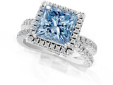 White gold Fancy Blue Princess  Halo Split Shank Diamond Ring with Pavé Setting_27