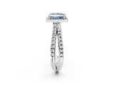 White gold Fancy Blue Princess  Halo Split Shank Diamond Ring with Pavé Setting_29