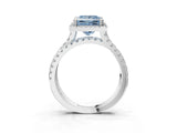 White gold Fancy Blue Princess  Halo Split Shank Diamond Ring with Pavé Setting_29