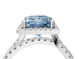 White gold Fancy Blue Princess  Halo Split Shank Diamond Ring with Pavé Setting_30