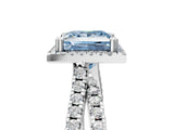 White gold Fancy Blue Princess  Halo Split Shank Diamond Ring with Pavé Setting_31