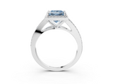 White gold Fancy Blue Princess  Halo Split Shank Diamond Ring with Prong Setting_23