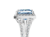 White gold Fancy Blue Princess  Halo Split Shank Diamond Ring with Prong Setting_25