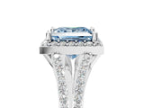 White gold Fancy Blue Princess  Halo Split Shank Pave Diamond Ring with Four-Prong Setting_54