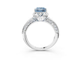 White gold Fancy Blue Princess  Halo Split Shank Pave Diamond Ring with Petal Prong Setting_34