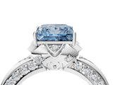 White gold Fancy Blue Princess  Halo Split Shank Pave Diamond Ring with Petal Prong Setting_35