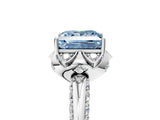 White gold Fancy Blue Princess  Halo Split Shank Pave Diamond Ring with Petal Prong Setting_36