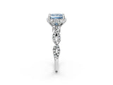 White gold Fancy Blue Princess  Halo Twist Band Solitaire Ring with Six-Prong Setting_34