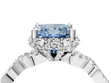 White gold Fancy Blue Princess  Halo Twist Band Solitaire Ring with Six-Prong Setting_36