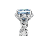 White gold Fancy Blue Princess  Halo Twist Band Solitaire Ring with Six-Prong Setting_37