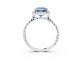 White gold Fancy Blue Princess  Halo Twisted Band Four-Prong Diamond Ring_23