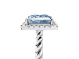 White gold Fancy Blue Princess  Halo Twisted Band Four-Prong Diamond Ring_25