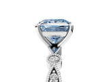 White gold Fancy Blue Princess  Milgrain Bezel Diamond Engagement Ring with Solitaire Prong Setting_163