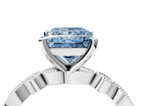 White gold Fancy Blue Princess  Milgrain Bezel Diamond Engagement Ring with Solitaire Prong Setting_164