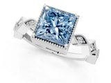 White gold Fancy Blue Princess  Milgrain Marquise Diamond Twist Band Ring_75