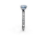 White gold Fancy Blue Princess  Milgrain Pave Diamond Engagement Ring with Four-Prong Setting_142