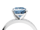 White gold Fancy Blue Princess  Milgrain Pave Diamond Engagement Ring with Four-Prong Setting_144