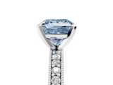 White gold Fancy Blue Princess  Milgrain Pave Diamond Engagement Ring with Four-Prong Setting_145