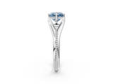 White gold Fancy Blue Princess  Solitaire Beaded Band Six-Prong Setting_2