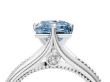 White gold Fancy Blue Princess  Solitaire Beaded Band Six-Prong Setting_4