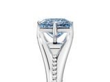 White gold Fancy Blue Princess  Solitaire Beaded Band Six-Prong Setting_5