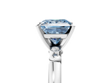 White gold Fancy Blue Princess  Solitaire Beaded Band with Four-Prong Setting_72