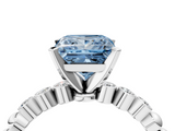White gold Fancy Blue Princess  Solitaire Bezel Accent Diamond Engagement Ring with Beaded Band and Four-Prong Setting_59