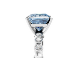 White gold Fancy Blue Princess  Solitaire Bezel Accent Diamond Engagement Ring with Beaded Band and Four-Prong Setting_60