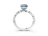 White gold Fancy Blue Princess  Solitaire Bezel-Set Diamond Ring with Beaded Band and Four-Prong Setting_35