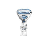White gold Fancy Blue Princess  Solitaire Bezel-Set Diamond Ring with Beaded Band and Four-Prong Setting_37