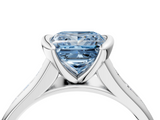 White gold Fancy Blue Princess  Solitaire Bezel-Set Diamond Ring with Channel-Set Band_92