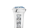 White gold Fancy Blue Princess  Solitaire Bezel-Set Diamond Ring with Channel-Set Band_93
