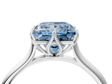 White gold Fancy Blue Princess  Solitaire Cathedral Diamond Ring with Six-Prong Setting_21