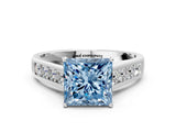 White gold Fancy Blue Princess  Solitaire Channel-Set Diamond Engagement Ring with Four-Prong Setting_32