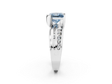 White gold Fancy Blue Princess  Solitaire Channel-Set Split Shank Ring with Tension Prong Setting_5